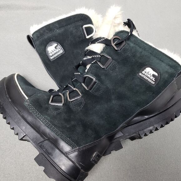 SOREL Tivoli IV Tall Waterproof Boot Suede Mid Calf Lace-Up Snow Boots, Black - Picture 2 of 14